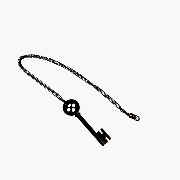 Skeleton Key Pendant Black Chain Necklace - Picture 1 of 4